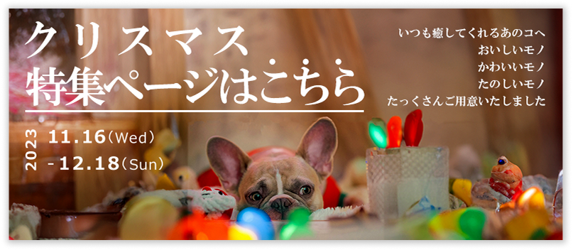 ペットショップのクリスマス販促バナー横長